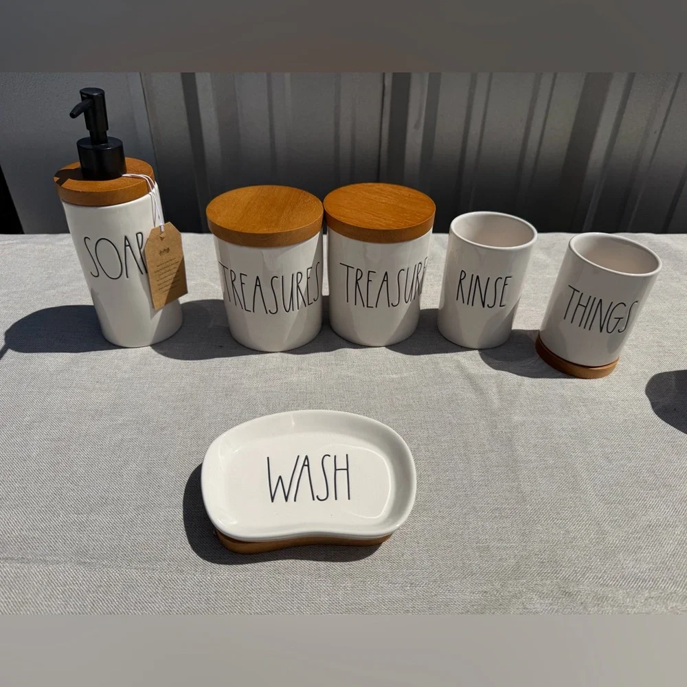 Rae Dunn Bathroom Set 6 pcs - Picture 2 of 3
